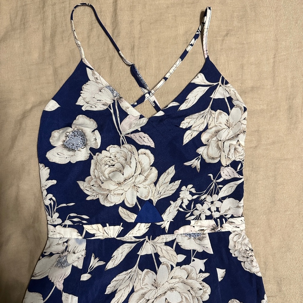 Blue & white floral maxi dress